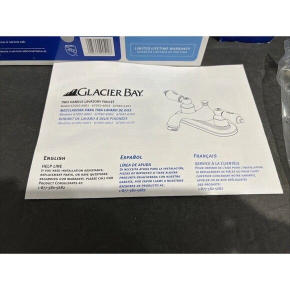 Glacier Bay Bathroom Faucet Brushed Nickel Brass Trim Finish Two Handles - Picture 2 of 16